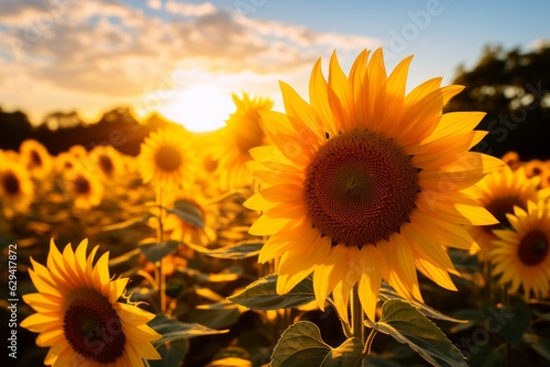 Sunflower Field In Full Bloom  Generative AI