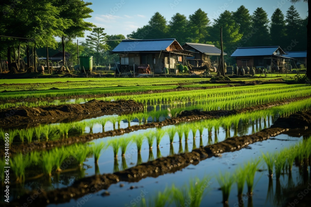 Traditional Rice Paddy Field, Generative AI Traditional Rice Paddy Field, Generative AI