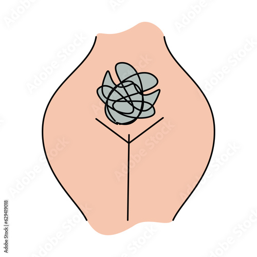 Female body and women's hygiene and health concept. Menopause, Gynecology and care for women's sexual health. Maternity and pregnancy sign. Illustration in cartoon style