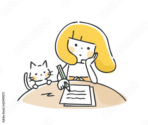 書く　記入　女の子