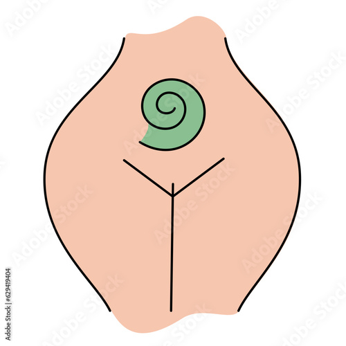 Female body and women's hygiene and health concept. Menopause, Gynecology and care for women's sexual health. Maternity and pregnancy sign. Illustration in cartoon style