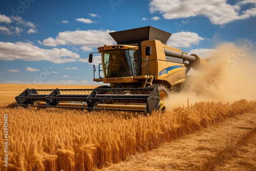 Combine Harvester In Action During The Harvest Time, Generative AI
