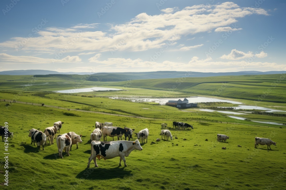 Drone Shot Of A Massive Dairy Farm, Generative AI Drone Shot Of A Massive Dairy Farm, Generative AI
