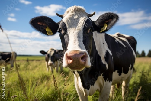 Dairy Cow Grazing In A Vast Field, Generative AI © fahmy