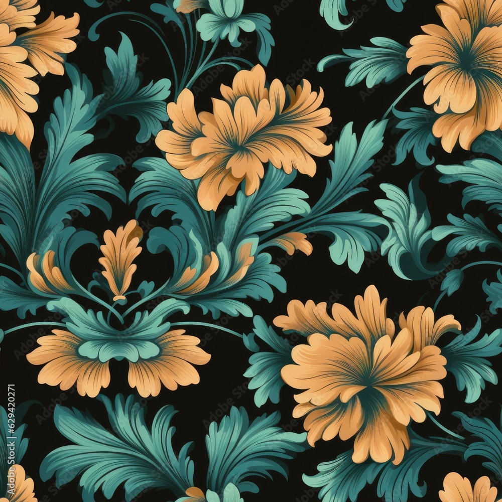 Seamless fabric texture with flowers