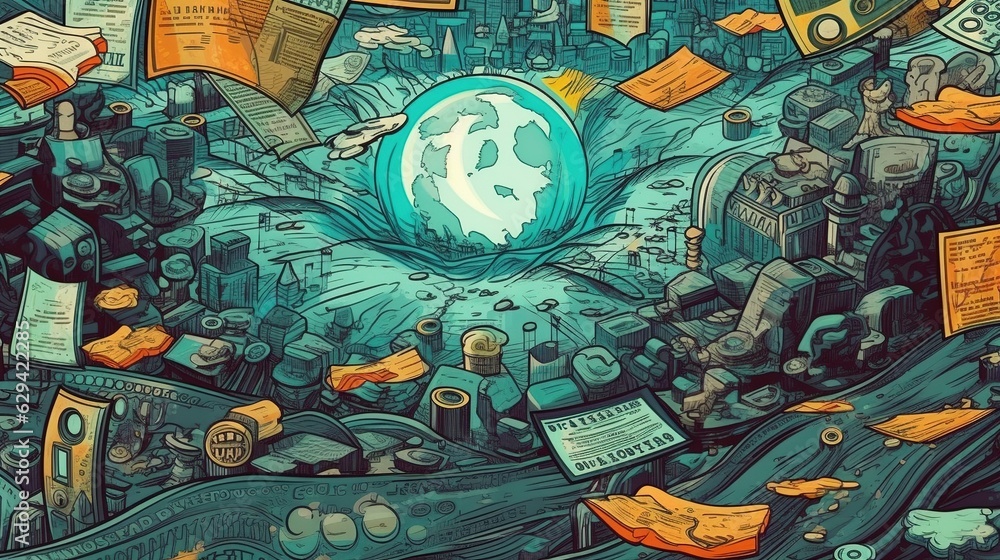 Cryptocurrency remittance process visualization . Fantasy concept , Illustration painting. Cryptocurrency remittance process visualization . Fantasy concept , Illustration painting.