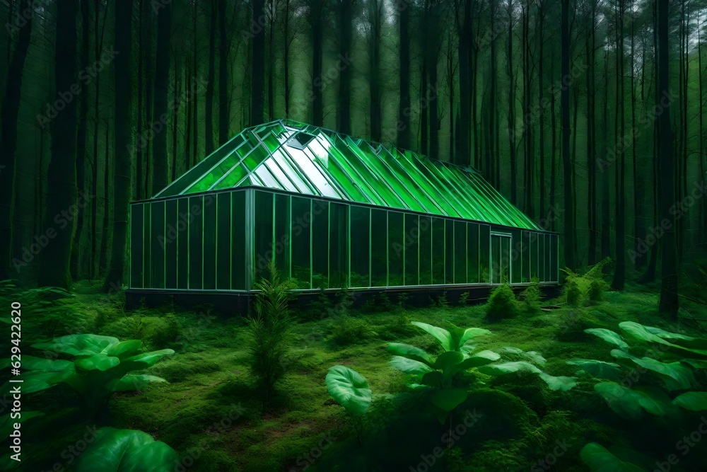 green house in the forest