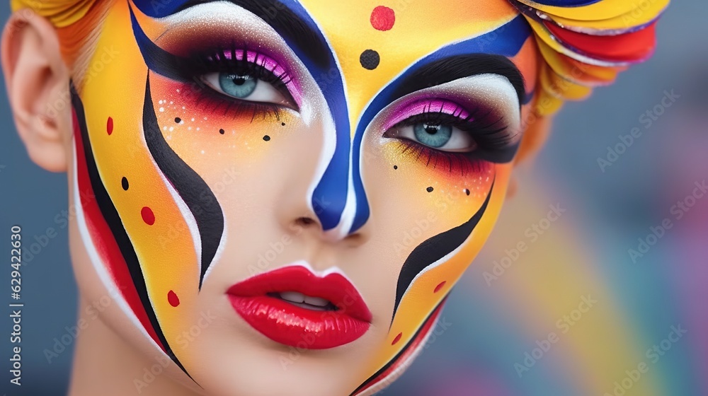 Creative artistic makeup look, face of the woman . Fantasy concept , Illustration painting.
