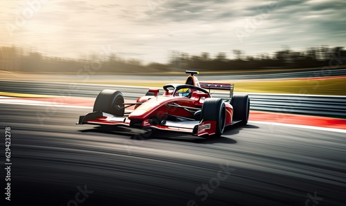The racing car deftly enters the turn at a blistering speed, hugging the track with precisio © uhdenis
