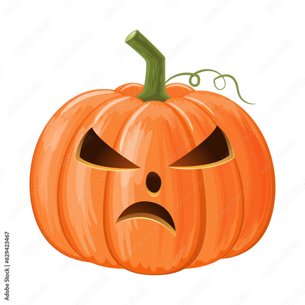 Fototapeta premium Halloween pumpkin . Jack o'lantern . Isolated white background . Vector .