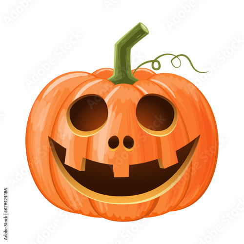 Halloween pumpkin . Jack o'lantern . Isolated white background . Vector .