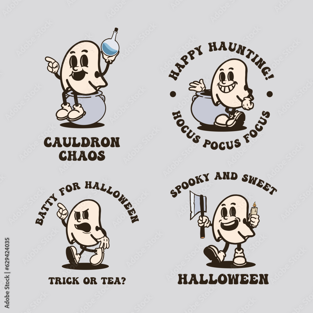 Halloween ghost vintage cartoon