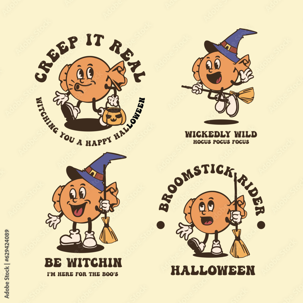 Obraz premium Halloween candy vintage cartoon