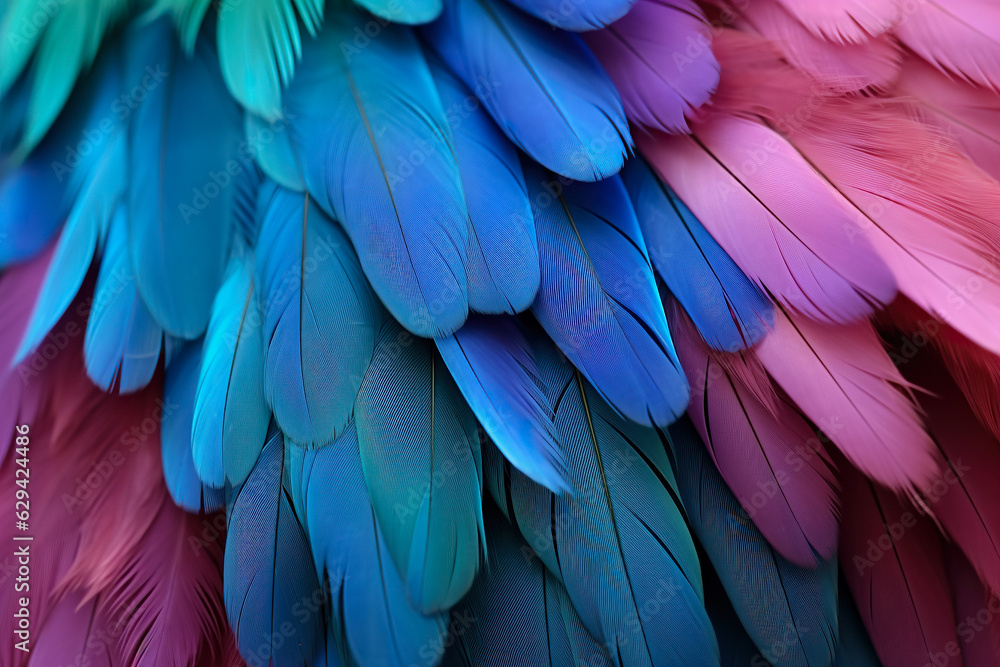 Colorful Feather Background Texture. Vibrant, Artistic Design with Exotic Wing Details – Ultra-Realistic and Elegant. Generative AI. Colorful Feather Background Texture. Vibrant, Artistic Design with Exotic Wing Details – Ultra-Realistic and Elegant. Generative AI.