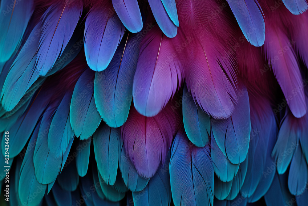 Colorful Feather Background Texture. Vibrant, Artistic Design with Exotic Wing Details – Ultra-Realistic and Elegant. Generative AI. Colorful Feather Background Texture. Vibrant, Artistic Design with Exotic Wing Details – Ultra-Realistic and Elegant. Generative AI.