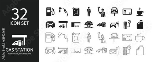 Icon set related to gas stations