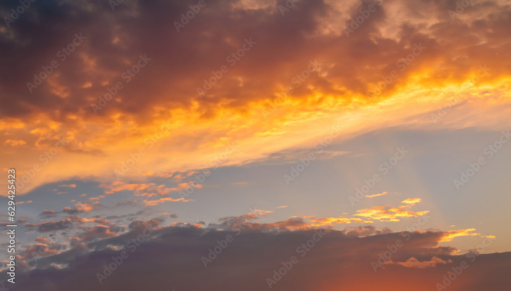 Orange Sunrise Sky and Warm clouds fluffy in the Morning beautiful nature Backgrounds