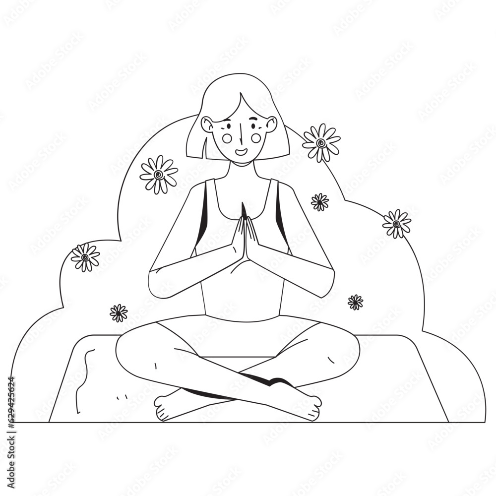 Peace of Mind Mental Health 2D Outline Illustrations Peace of Mind Mental Health 2D Outline Illustrations