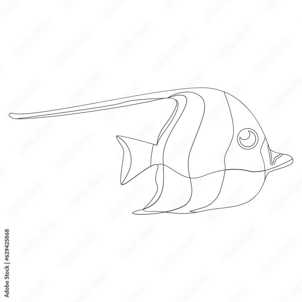 Buterfly Fish 2D Outline Illustrations Buterfly Fish 2D Outline Illustrations
