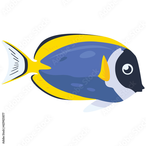 Blue royal Fish 2D Color Illustrations