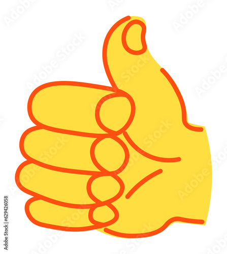 Thumb up sticker, icon of approval and agreement