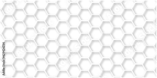 Abstract background with hexagons. 3d Hexagonal structure futuristic white background and Embossed Hexagon   honeycomb white Background  light and shadow  Vector. 