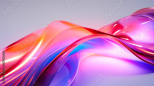 Abstract fluid 3d render holographic iridescent neon curved wave in motion bright background. Gradient design element for banners, backgrounds, wallpapers, posters and covers