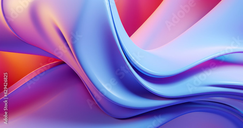Fototapeta Naklejka Na Ścianę i Meble -  Abstract fluid iridescent holographic neon curved wave in motion colorful background 3d render. Gradient design element for backgrounds, banners, wallpapers, posters and covers