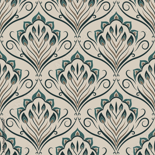 Seamless pattern background damask vintage wallpaper