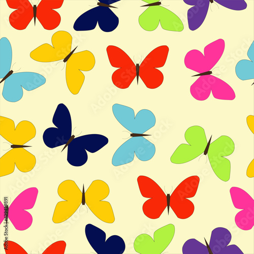Seamless buttrfly pattern - colorful butterflies. For gift wrapping, textile, fabric, cloth, bags print, wallpaper