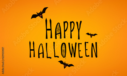 Happy Halloween Text Banner. Happy Halloween banner or party invitation background. Cute background design for Halloween. Vector illustration.