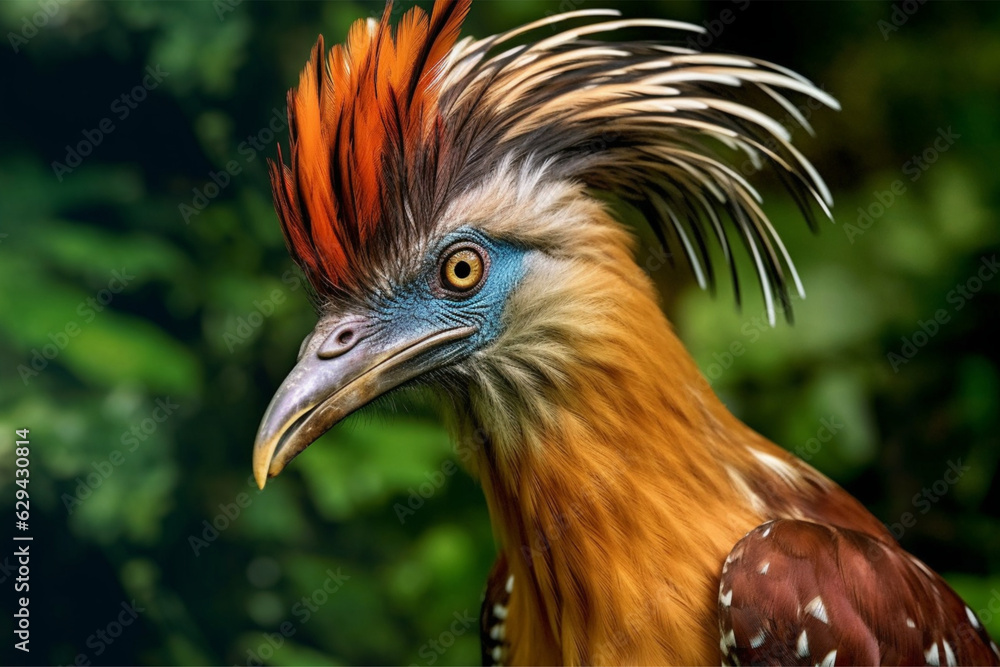 Close up of a Crowned Cuckoo bird with colorful feathers Close up of a Crowned Cuckoo bird with colorful feathers