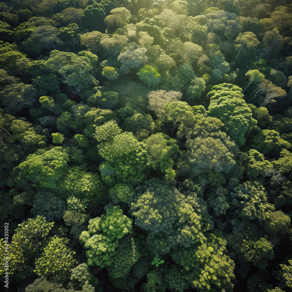 Majestic Canopy: Aerial View of Lush Tropical Forest - Generative AI
