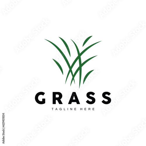 Green Grass Logo Design, Farm Landscape Illustration, Natural Scenery Vector