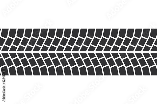 Auto tire tread seamless element. Car tire pattern, wheel tyre tread track. Tyre print. Vector illustration isolated on white background.