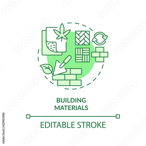 Editable building materials green icon concept, isolated vector, sustainable office thin line illustration.