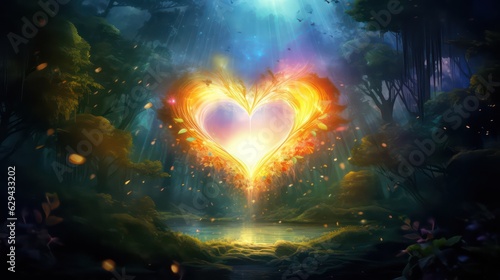 burning heart in the forest