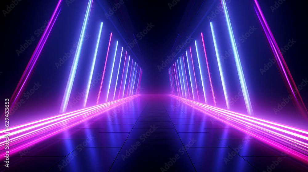 AI art Gradients　lines of light neon colors　光の線