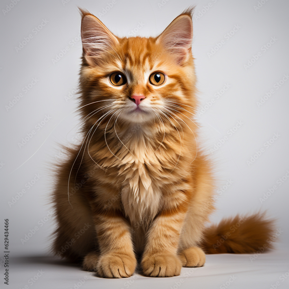 Cute orange cat on a white background Cute orange cat on a white background