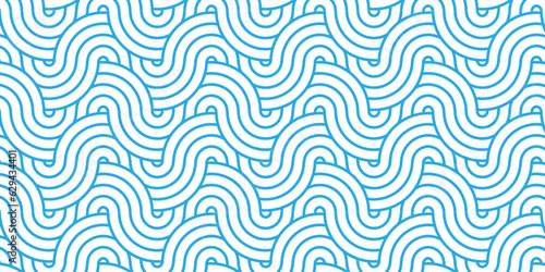 Abstract blue waves Seamless pattern with circles fabric curl backdrop. Seamless overloping pattern with waves pattern with waves and blue geomatices retro background. 