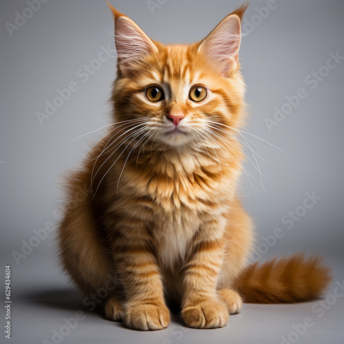Cute orange cat on a white background