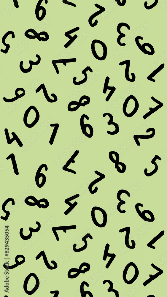 template with the image of keyboard symbols. a set of numbers. Surface template. pastel pea background. Vertical image.