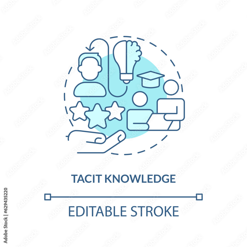 2D editable tacit knowledge thin line blue icon concept, isolated vector, monochromatic illustration representing knowledge management 2D editable tacit knowledge thin line blue icon concept, isolated vector, monochromatic illustration representing knowledge management