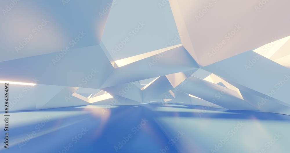 Fototapeta premium Futuristic abstract background crystal arched interior 3d render
