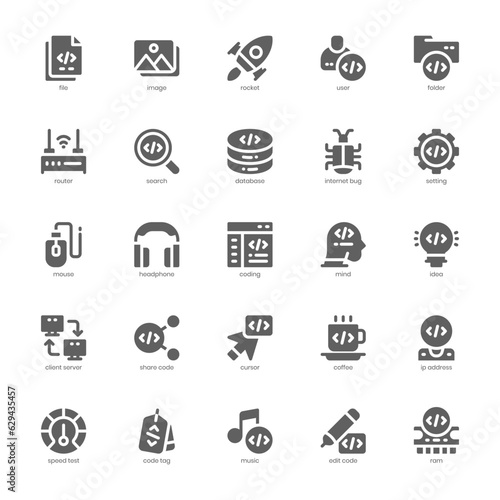 Web Programming icon pack for your website, mobile, presentation, and logo design. Web Programming icon glyph design. Vector graphics illustration and editable stroke.