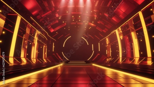 show stage design, 3D render, empty stage, spotlights, lasers, stage interior design © Kir