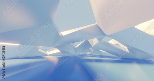 Fototapeta Naklejka Na Ścianę i Meble -  Futuristic abstract background crystal arched interior 3d render