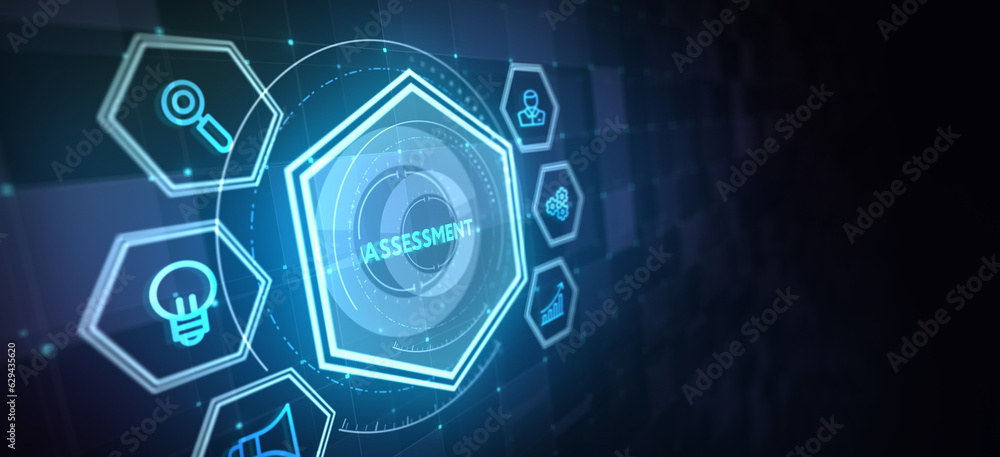 Business, Technology, Internet and network concept. Assessment analysis evaluation measure. 3d illustration Business, Technology, Internet and network concept. Assessment analysis evaluation measure. 3d illustration
