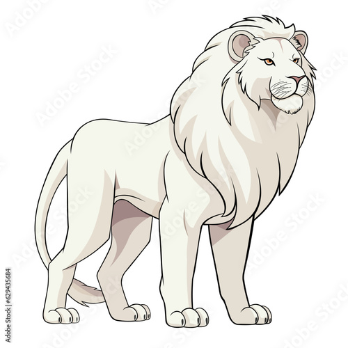 White Lion Vector Illustration on White Background
