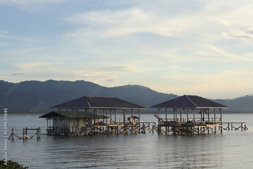 Abandoned wooden pier on Limboto lake
